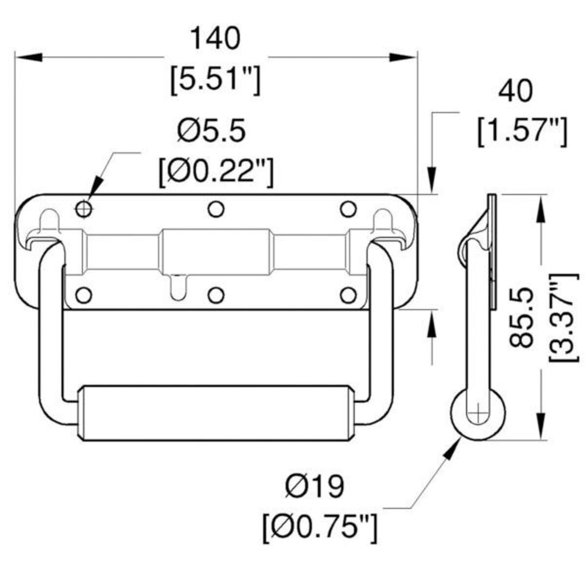 2326 Surface Mount Spring Loaded Handle Zinc with 19mm / 3/4